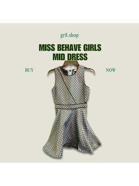 MISS BEHAVE Girls Sleeveless Geometric Patterned Fit & Flare Dress Size L